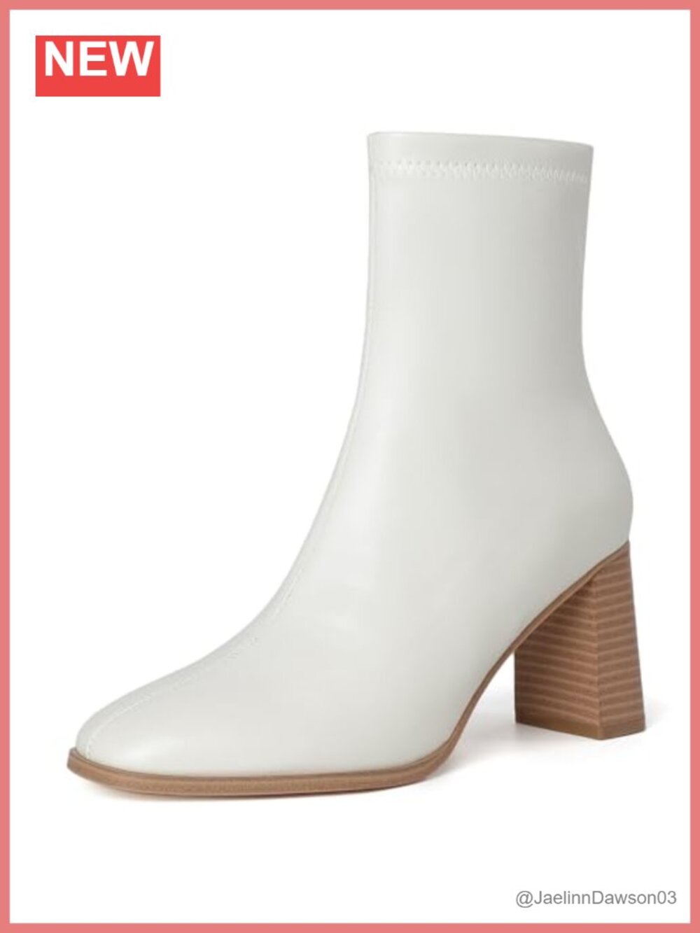 Women's Square Toe Ankle Boots Faux Leather Block Heel Side Zip Booties